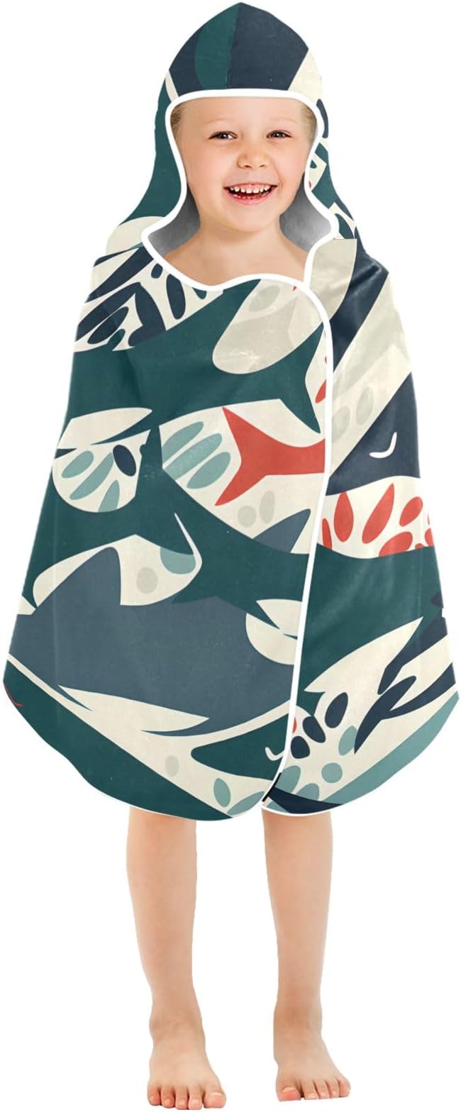 Hooded Towel for Kids Sink Or Swim Sharks Beach Wrap Bath Towels 50x23.5in