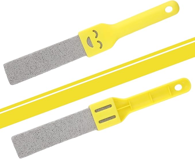Natural Pumice Toilet Cleaning Brush With Ergonomic Handle For Removing Yellow Stains Rust Scale On Toilets Sinks Bathtubs Tiles Chemical-Free Multi-Use Bathroom for SURFACE Cleaner (Yellow)