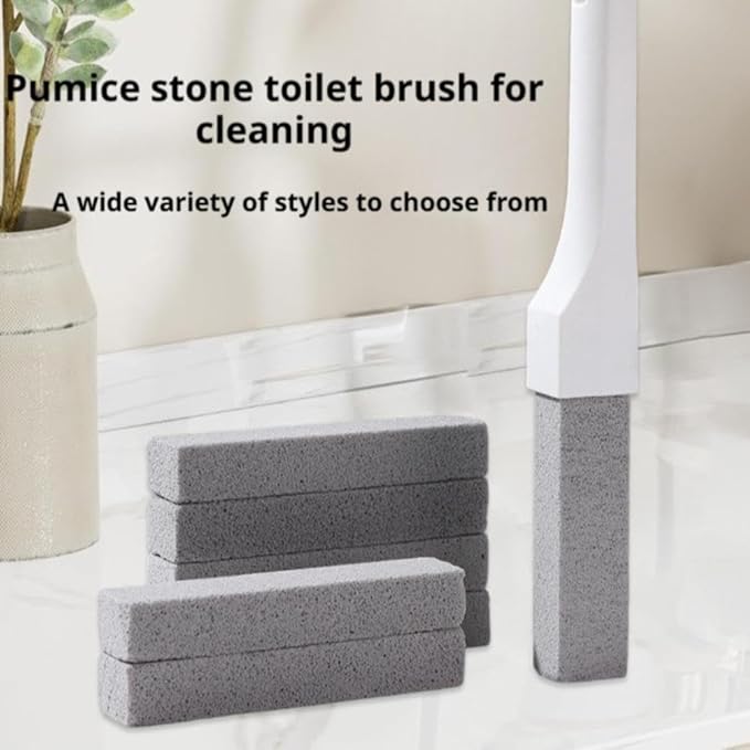 Pumice Stone Toilet Bowl Cleaner with Long Handle, Replaceable Cleaning Stone, Hard Water Stain Remover for Toilets, Bathtubs, Grills, Pools, Sinks, Household Cleaning Tool