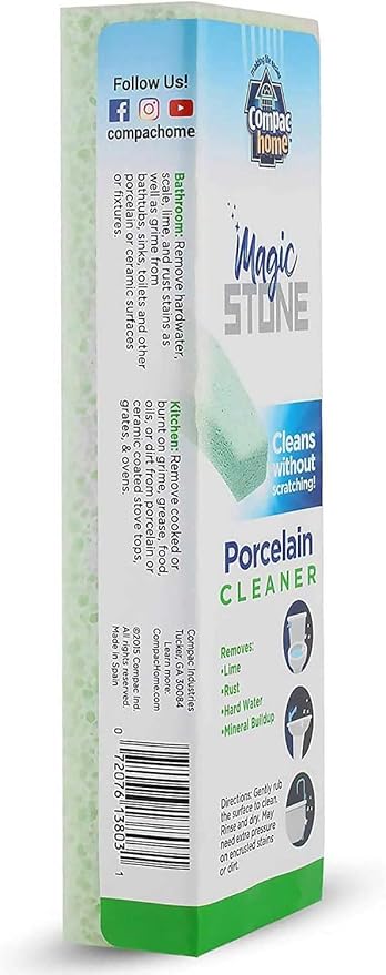 Compac Home Magic-Stone Porcelain Cleaning Stick - Toilet Bowl Cleaner, Handy Toilet Cleaner Easily Scrubs/Removes Stubborn Lime Stains from Porcelain or Bathroom Fixtures, 2 Count