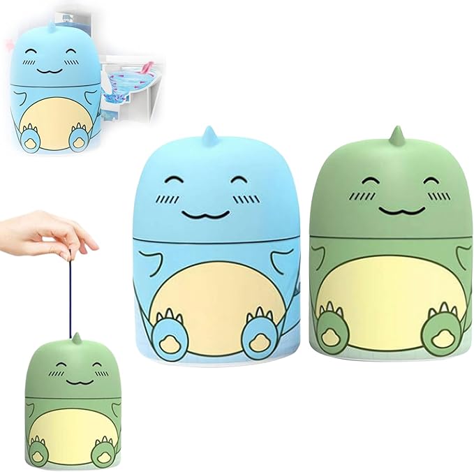 Cute Dinosaur-Shaped Toilet Bowl Cleaner Bottle,Automatic Bathroom Toilet Tank Cleaner with Carrying Rope,Three Fragrances,Ocean Jasmine Peach for 90 days,Easy to Use Leaving Fresh Scent (Blue+Green)