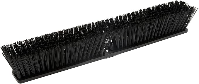 Restaurantware-BROOM HEAD ONLY: Clean Tek Professional 23.62-Inch Push Broom Head, 1 Heavy-Duty Cleaning Tool - Handle Sold Separately, Fine Flagged Bristles, Black Plastic, Outdoor Use