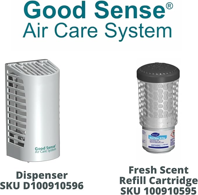 Diversey Good Sense D100910596 60 Day Air Care System Dispenser, No Power Required, Spill Proof Deodorizing Janitorial Wall Mount Air Freshener Cartridge Holder, Pack of 6