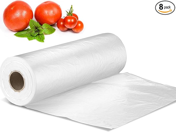 12" X 16" Plastic Produce Bag on a Roll, Bread and Grocery Clear Bag, 350 Bags/Roll, Total 8 Rolls
