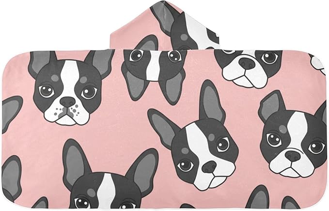 SUABO Kids' Bath Towels French Bulldog Hooded Towels for Boys Girls,Toddler Towels Multi-Purpose for Beach,Pool and Bathroom,23.5" x 50", Soft and Highly Absorbent