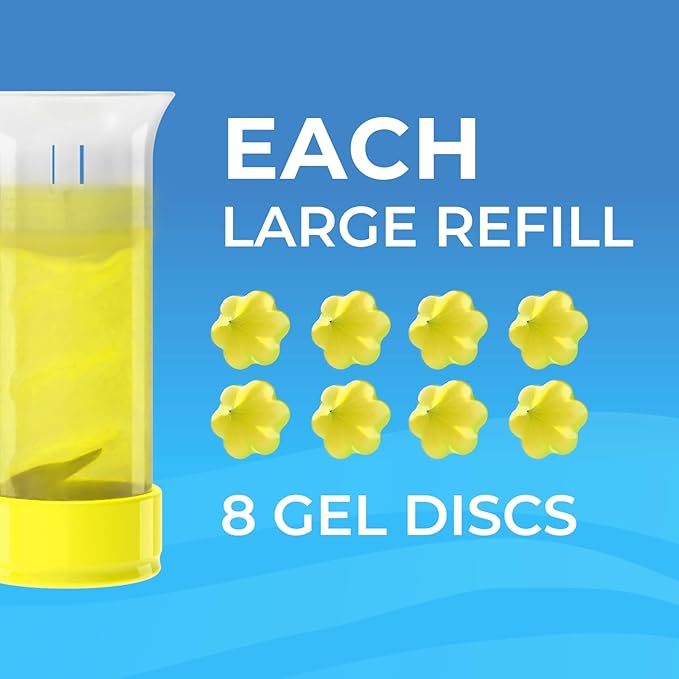 Toilet Gel Stamp, 5 Pack (Total 40 Stamps, Up to 1-Year Supply) Toilet Bowl Freshener, Long Lasting Toilet Cleaners Gel for Bathroom Odor Control (Lemon)