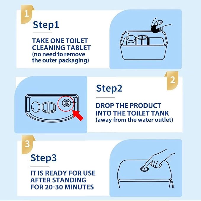 20 Count Automatic Toilet Bowl Cleaner Tablets, Bathroom Cleaning Tablets with Long-Lasting Formula, Toilet Cleaners, Blue