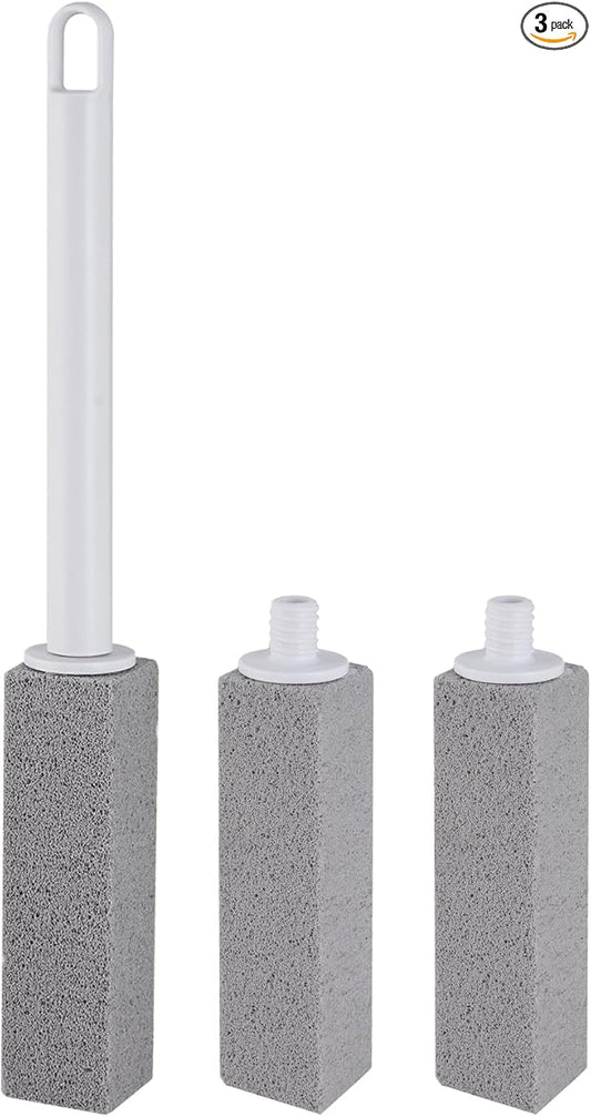 Pumice Stone for Toilet Cleaning, 3 Pack Pumice Stone Toilet Bowl Cleaner, Cleaning Hard Water Rings, Limescale, Calcium Buildup, with Extra Long Handle, Ideal for Toilets and Bathroom