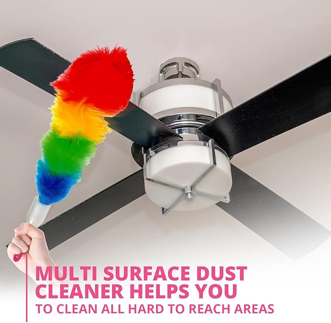 WBM Duster, Long Electrostatic Feather Clean Like a Magnet, Hand Washable and Reusable with Microfiber
