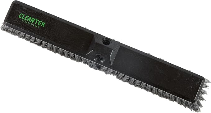 Restaurantware-BROOM HEAD ONLY: Clean Tek Professional 17.13-Inch Push Broom Head, 1 Heavy-Duty Cleaning Tool - Handle Sold Separately, Fine Flagged Bristles, Black Plastic, Outdoor Use