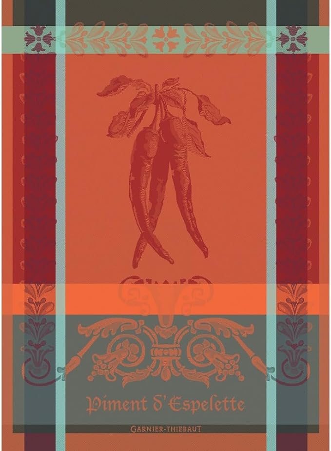 Garnier Thiebaut Piment D'Espelette Epices French Jacquard Kitchen Towel 22"x30", 100% Cotton