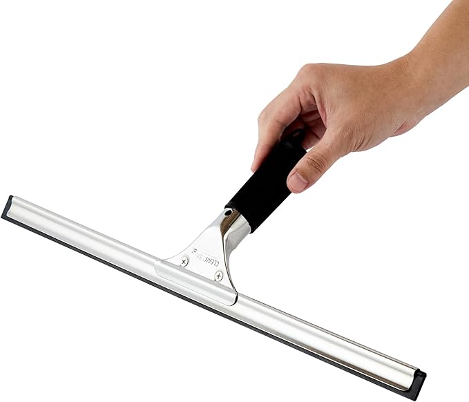 Restaurantware-Clean Tek Professional 17.72 Inch Window Squeegee, 1 Cleaning Squeegee with Rubber Blade - No-Slip Handle, Clean Mirror Or Car Windshield, Stainless Steel Wiper for Glass Door