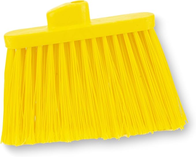 SPARTA Plastic Broom Head, Angled, Flagged for Small Debris Indoor, Outdoor, Home, Restaurant, Lobby, Office, 12 Inches, Yellow, (Pack of 12)