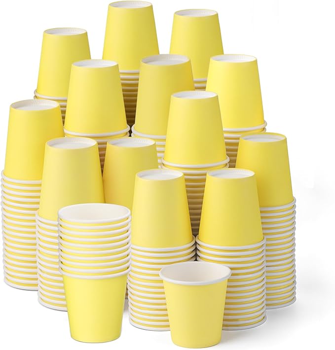 300 Pack 3oz Yellow Paper Cups,Mouthwash Cups, Disposable Bathroom Cups,Small Paper Cups 3oz Ideal for Bathroom,Supermarket,Birthday Party,Picnic and BBQ