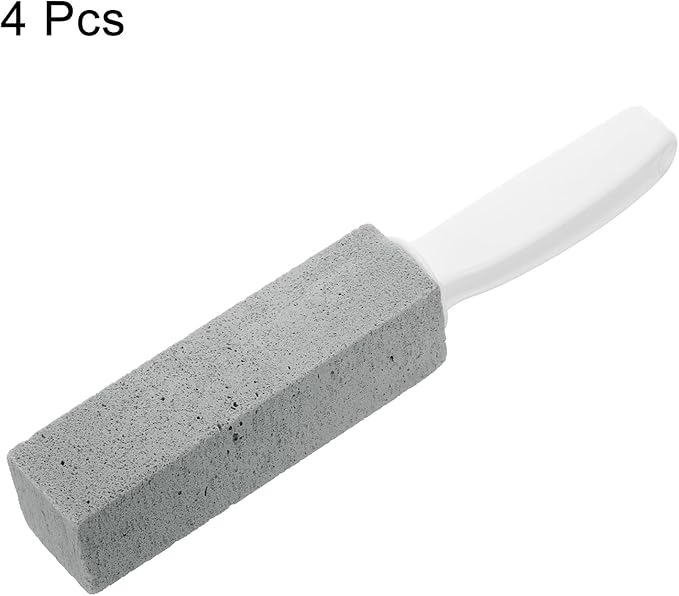 HARFINGTON 4pcs Pumice Stone Toilet Bowl Cleaner with Handle for Hard Water Marks Cleaning on Toilets, Grills, Tiles, Grout, Sinks, Bathtubs, Pools, White,Gray