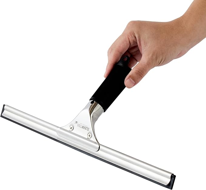 Restaurantware-Clean Tek Professional 13.78 Inch Window Squeegee, 1 Cleaning Squeegee with Rubber Blade - No-Slip Handle, Clean Mirror Or Car Windshield, Stainless Steel Wiper for Glass Door