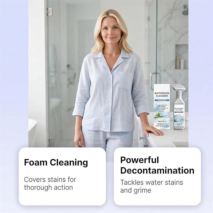 Scale Remover Bathroom Cleaner, Bathroom Descaler Foam Cleaner Spray, Stubborn Stains, Bathroom Cleaner Foam Spray for Shower, Tiles, Glass, Stainless, Steel, Natural Stone (1)