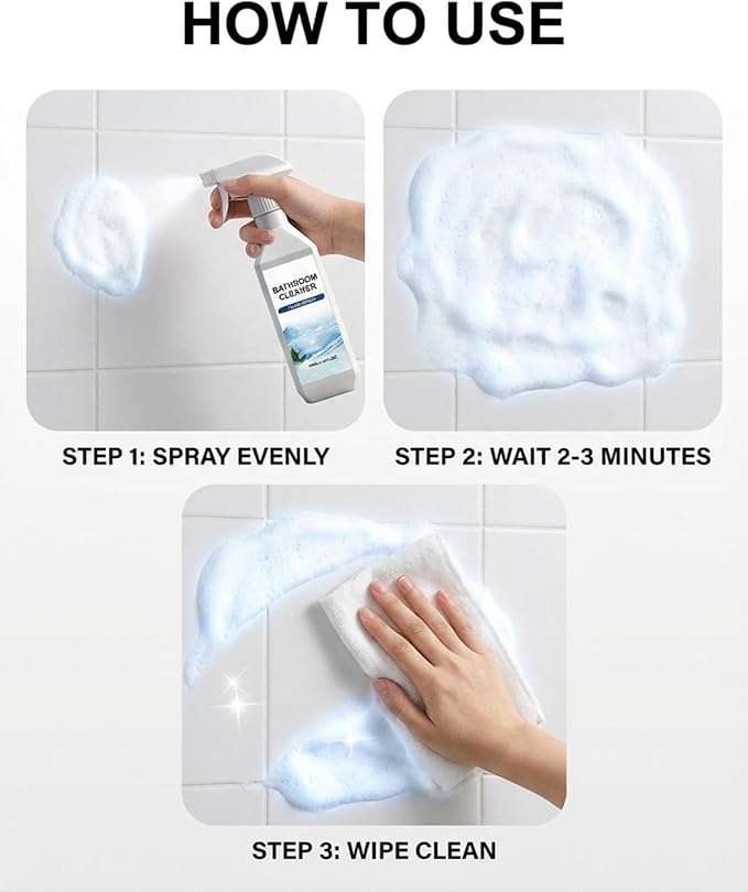 Scale Remover Bathroom Cleaner, 3.38OZ Bathroom Cleaner Foam Spray for Shower, Glass, Tiles, Stainless Steel, Glass and Toilet