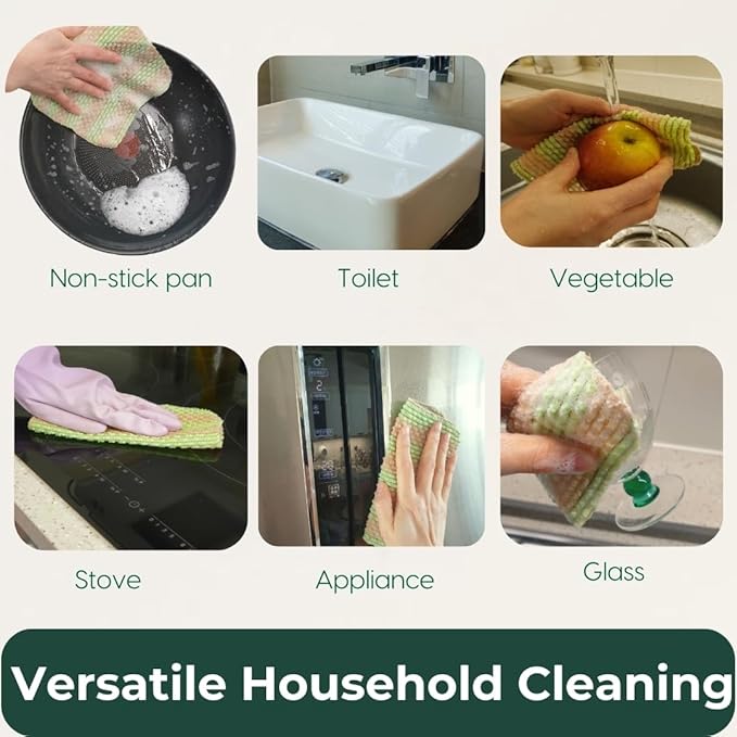 mibboom's Plant-Based Dish Scrubber [10 Pack] - Non-Scratch Corn Scourer, Odor-Free Kitchen Sponges, No Microplastic Dish Cloths for Nonstick Pans, Made in Korea