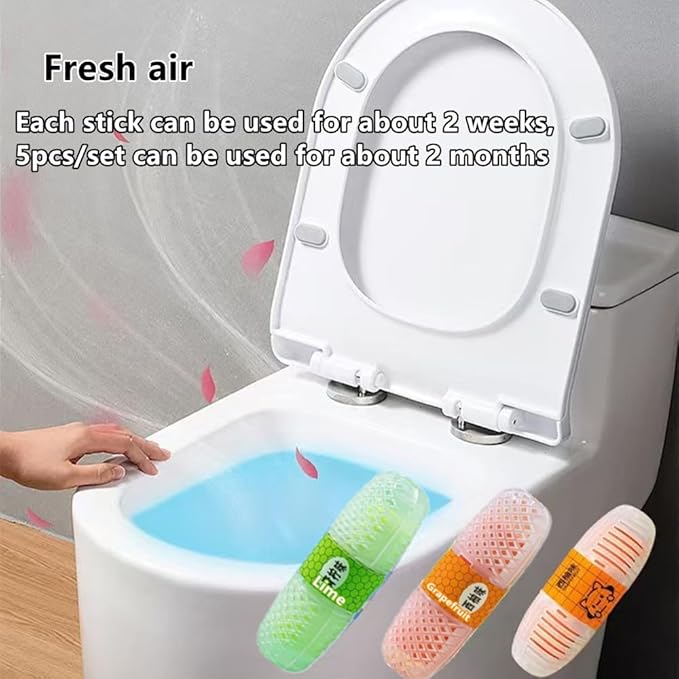 5pcs/set Toilet Bowl Scent Stick, Natural Fresh Aroma Toilet Bowl Cleaner, Dense Foam, Toilet Fragrance Stick Placed at Outlet, 5 Pack/set Last for 2 Month, Automatic Toilet Bowl Cleaner