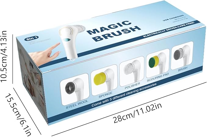 Electric Scrubber - Handheld Multifunctional Bathroom Cleaner, Powerful Shower Tool with Replaceable Brush Heads for Bathtub, Tile, Floor, Kitchen, Long Tail Household Cleaning Accessory