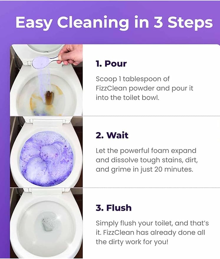 Fizclean Toilet Cleaner, Fizclean Toilet Cleaning Foam, FizCleaning Powder, FizClean Foam Cleaner, Touch Free Foaming Foaming Powder (1)