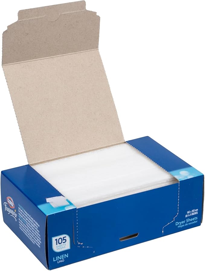 Clorox Fraganzia Fabric Softener Dryer Sheets, Wrinkle Reducing and Anti Static Laundry Dryer Sheets for Great Smelling Clothes, Softens Fabrics, Clean Linen Scent, 105 Count