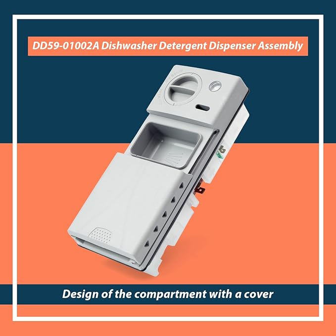 DD59-01002A Dishwasher Detergent Rinse Aid Dispenser Assembly with Cover Compatible with Samsung Parts Replace AP5917191 113136 4000942 PS9606363 PD00038960 EAP9606363