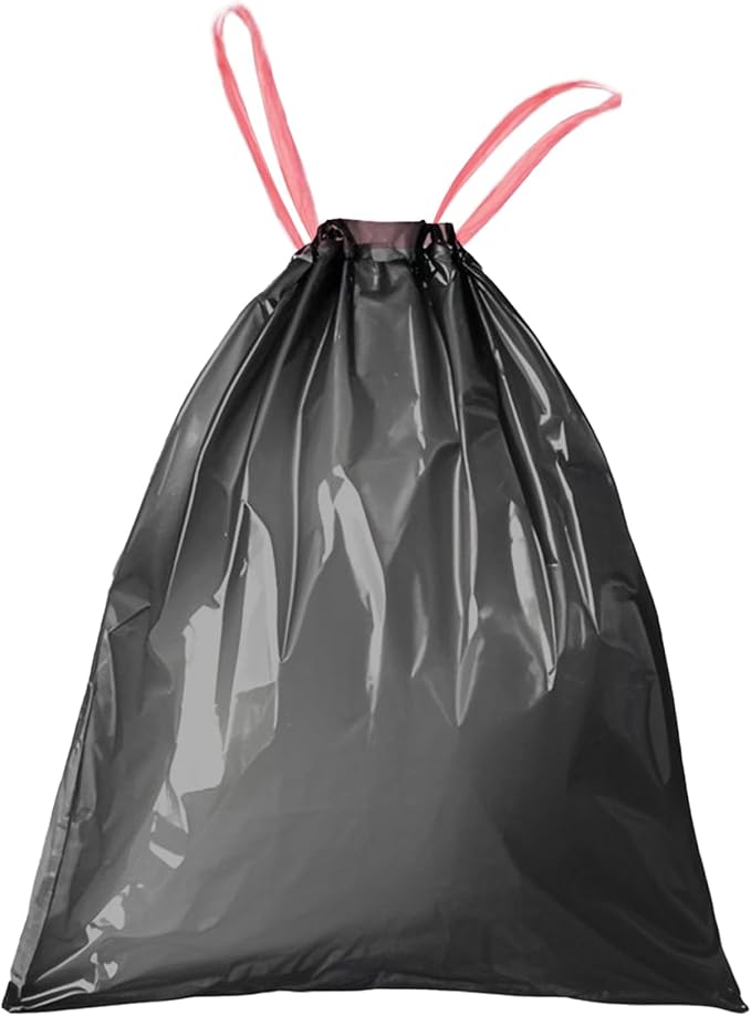 WAIKAS 13 Gallon Trash Bags Drawstring, Pack of 20, Garbage Bags, 1.99Mil Thickness, 63x70cm, 16.8g/pcs, Unscented, Black