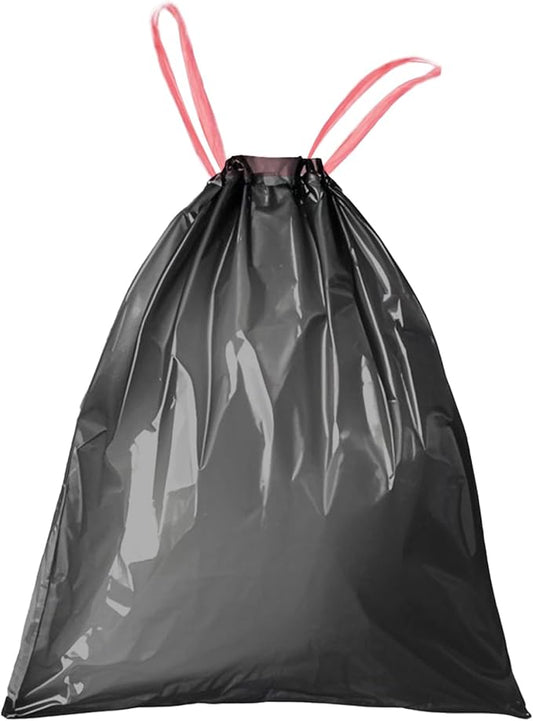 WAIKAS 13 Gallon Trash Bags Drawstring, Pack of 20, Garbage Bags, 1.99Mil Thickness, 63x70cm, 16.8g/pcs, Unscented, Black