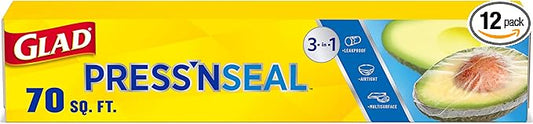Glad Press'N Seal Food Plastic Wrap,70 Square Foot Roll (Package May Vary),(Pack of 12)
