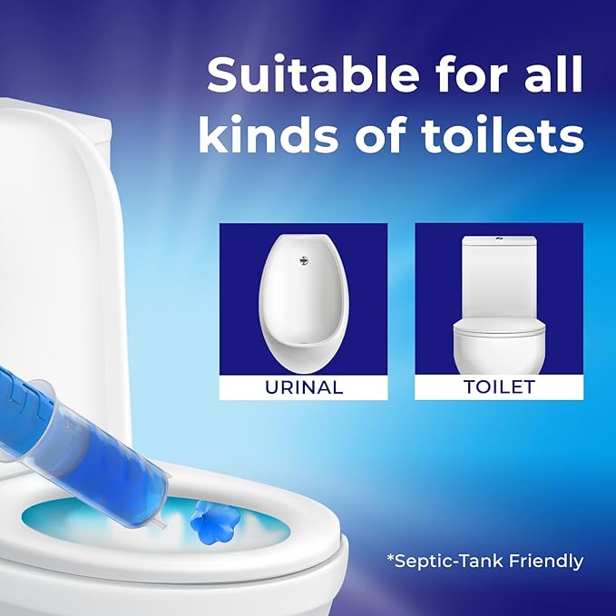 Toilet Gel Stamp, 5 Pack (Total 40 Stamps, Up to 1-Year Supply) Toilet Bowl Freshener, Long Lasting Toilet Cleaners Gel for Bathroom Odor Control (Ocean)