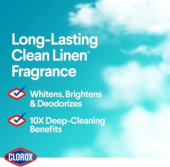 Clorox Splash-Less Bleach, Concentrated Formula, Clean Linen, 40 Ounce Bottle - Pack of 2 (Package May Vary)