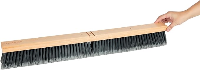 Restaurantware-BROOM HEAD ONLY: Clean Tek Professional 30-Inch Broom Head, 1 Heavy-Duty Push Cleaning Tool - Handle And Brace Sold Separately, Medium Plastic Bristles, Wooden, Commercial Use