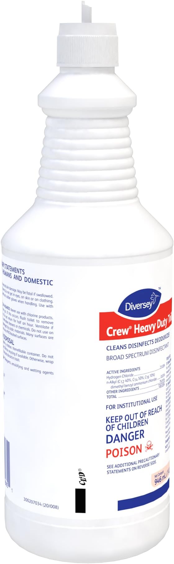CREW 04560 Heavy Duty Toilet Bowl Cleaner & Disinfectant, 23% HCI removes Rust Stains, Lime Scale with Mint Scent, Ready-to-Use, 32-Ounce
