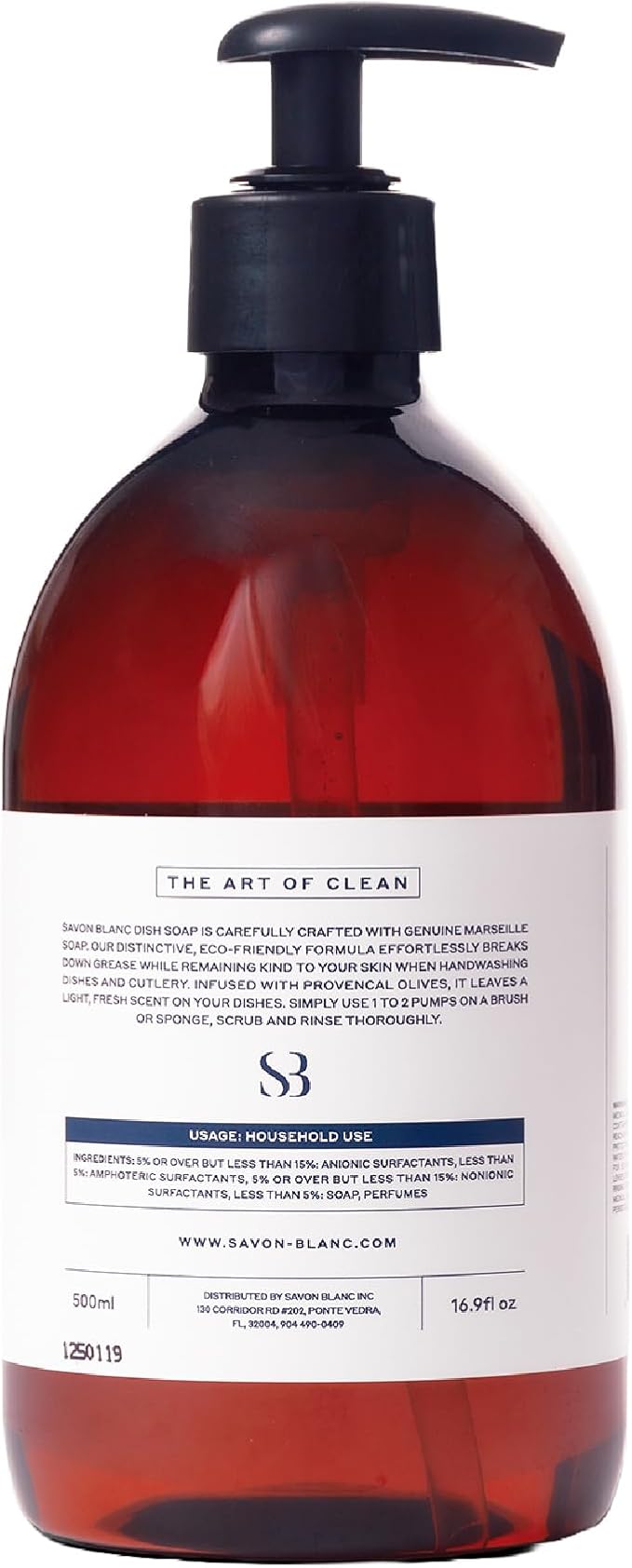 Authentic Marseille Liquid Dish Soap, 500 ml – 99% Natural Plant-Based Formula, Powerful Grease Cutting, Gentle on Hands, Eco-Friendly French Soap, Natural Scent