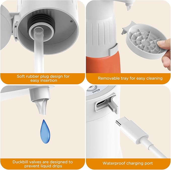 【IMPORTANT! Measure First】Electric Laundry Detergent Pump - Reusable Laundry Detergent Dispenser with Graduated Cup for Liquid Detergent, USB Rechargeable, Ideal for Laundry Room Organization (White)