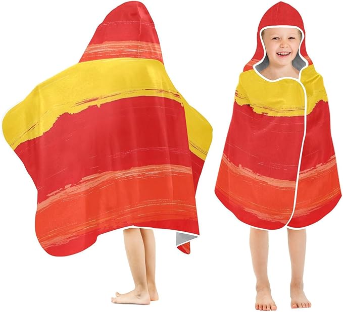 SUABO Kids' Bath Towels Rainbow Brushstroke Pattern Hooded Towels for Boys Girls,Toddler Towels Multi-Purpose for Beach,Pool and Bathroom,23.5" x 50", Soft and Highly Absorbent