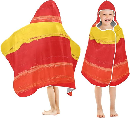 SUABO Kids' Bath Towels Rainbow Brushstroke Pattern Hooded Towels for Boys Girls,Toddler Towels Multi-Purpose for Beach,Pool and Bathroom,23.5" x 50", Soft and Highly Absorbent