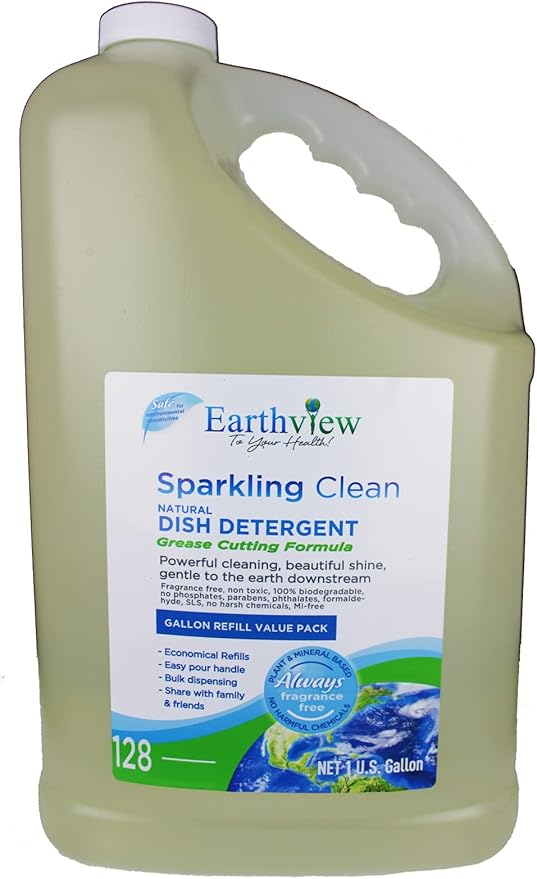 Fragrance Free, Free & Clear, Liquid Dish Soap, 128 Fl Oz (1 Gallon)| Designed for Environmental Sensitivities (MCS, EI, MI, Sulfate free, SLS free, Sensitive Skin, Unscented, Free and Clear, Naturally Derived, Plant Based, Unscented, Non-Toxic, Eco-Fr...