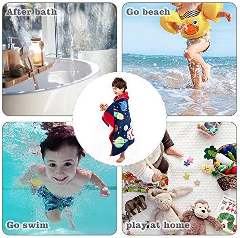 Florica Kids Hooded Bath Beach Towel Girls Boys, Super Absorbent & Soft Towel Poncho with Cute Design, 30 x 50 Inch After Pool Wrap Towel with Hood (Starry Sky)