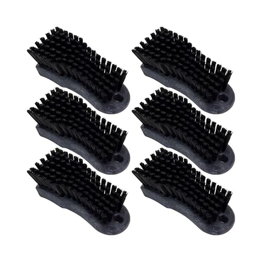 SPARTA Plastic Cutting Board Scrub Brush with Hanging Hole for Washing Cutting Boards, 6 Inches, Black, (Pack of 6)
