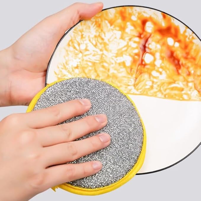 10Pcs Double Sided Round Dish Sponge Metallic Kitchen Scrubber for Efficient Cleaning Multi Purpose Dish Pad and Reusable Kitchen Sponges and Household