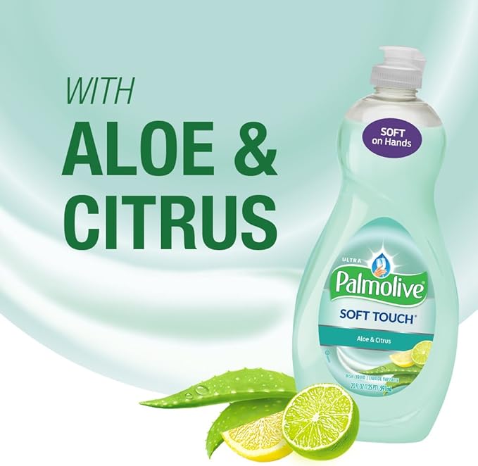 Palmolive Ultra Soft Touch Dish Soap, Aloe and Citrus - 20 Fluid Ounce (9 Pack) (Packaging May Vary)