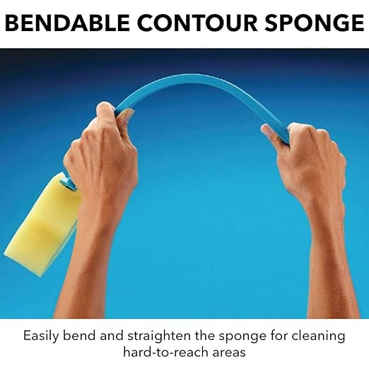 Sammons Preston Bendable Sponge, Contour Polyfoam Sponge with Long Handle for Easy Washing, Washer and Scrubber Cleaning Aid, Extended Reacher for Limited Range of Motion