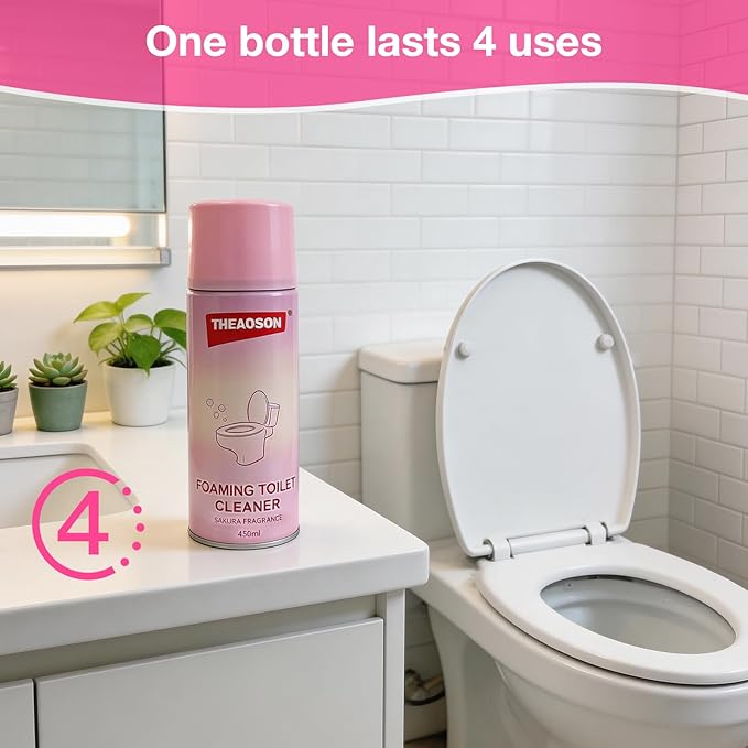 Foaming Toilet Cleaner Pump, Thick Clinging Foam for Easy Scrubbing, Pressurized Foam Spray for Toilet Bowl Stain & Odor Removal, Multi-Surface Bathroom Cleaner