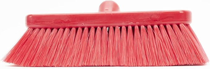 SPARTA 41278EC05 Flo-Thru Plastic Wall Scrub Brush, Equipment Brush With Soft Nylex Bristles For Industrial Kitchens, Hospitals, Commercial Cleaning, 4 Inches, Red