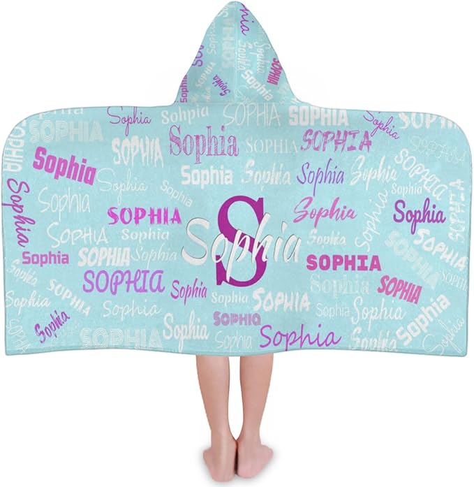 Personalized Beach Towel for Boys Girls - Toddler Towels with Hood Snaps - Personalize Towel with Your Name, Solid Light Blue