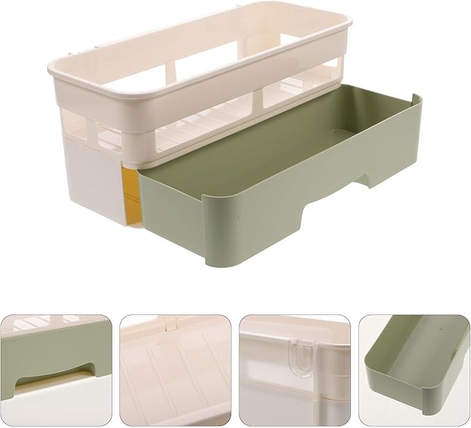 Multifunction Bathroom Organizer with Drawer, Drill-free Removable Shower Storage Rack, Plastic Shower Caddy for Toiletries and Countertop Storage Random Color