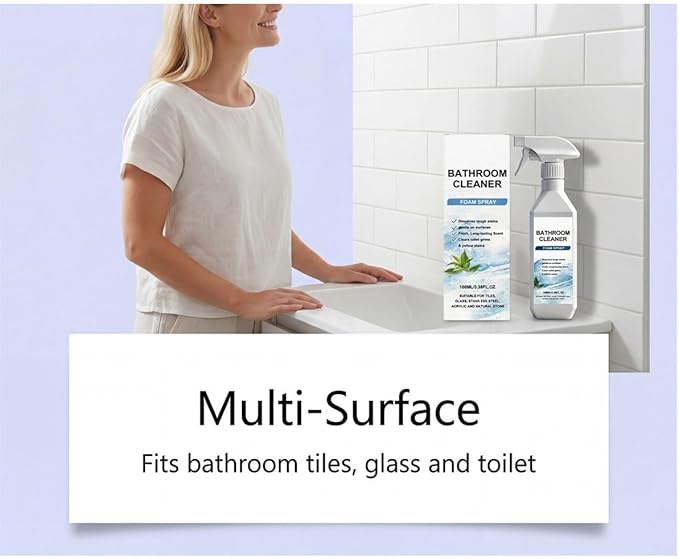 Bathroom Cleaner Foam Spray, Bathroom and Shower Descaler Stains Cleaner Action for Toilet, Tiles, Glass, Stainless (2PCS)